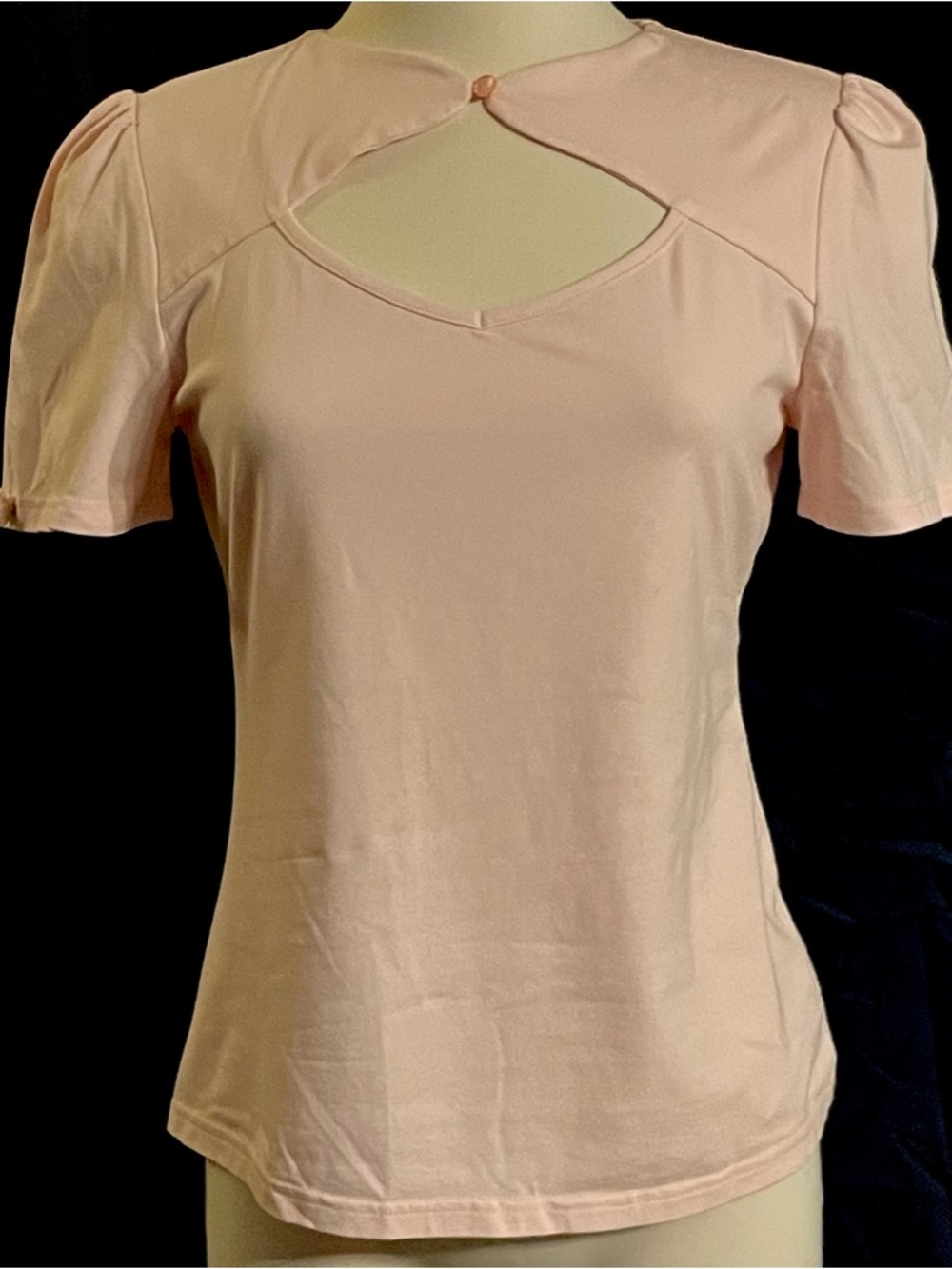 Elegant Pink Keyhole Short Sleeve Top